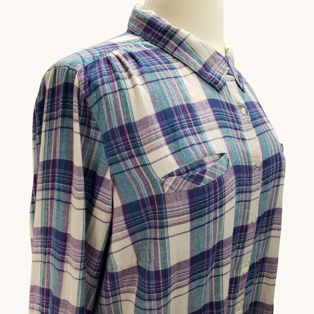 Relativity Plaid Shirt Womens SZ 3X NWT Long Sleeve Button Down Top Lightweight - Picture 3 of 15
